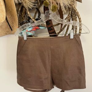 Brown Faux Gator Skin Mini Shorts